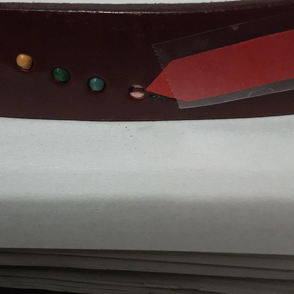 VTG Fossil Genuine‎ Leather Multicolor Beaded  Belt